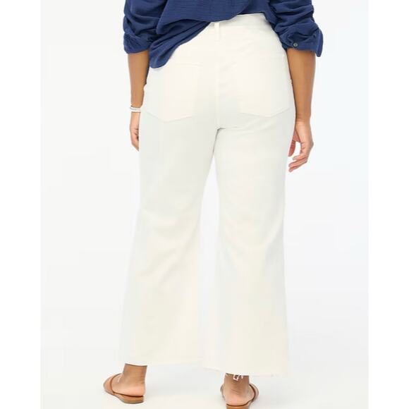 J.Crew Factory Wide Leg Cropped Jean in All-Day Stretch, in Seashell White - Picture 2 of 5